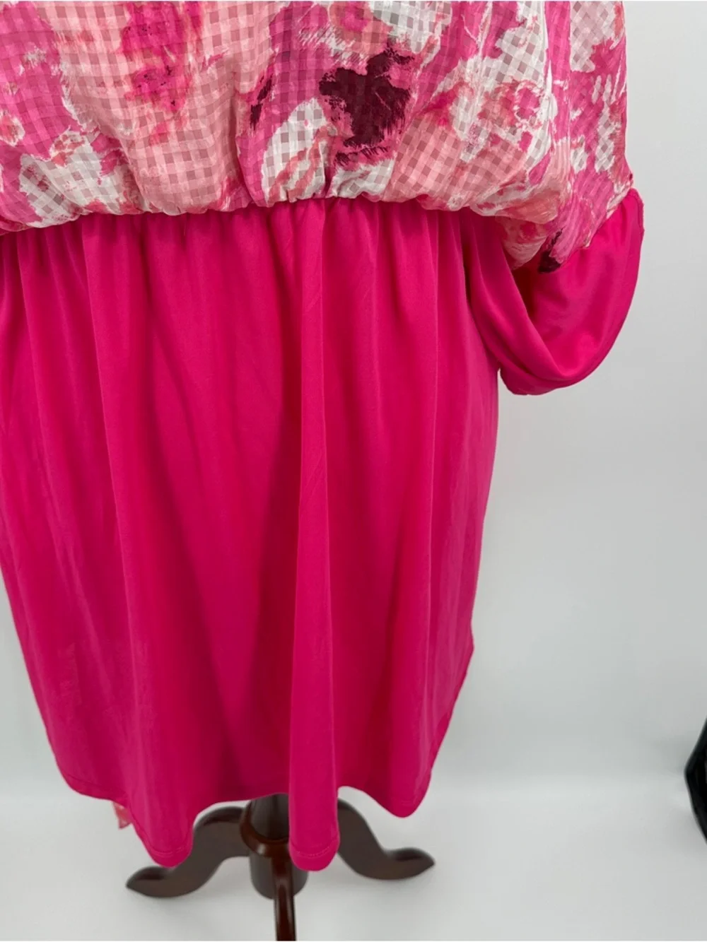 Lane Bryant Pink Floral Smocked Square-Neck Fit & Flare Dress Belted Midi Dress - Picture 6 of 10